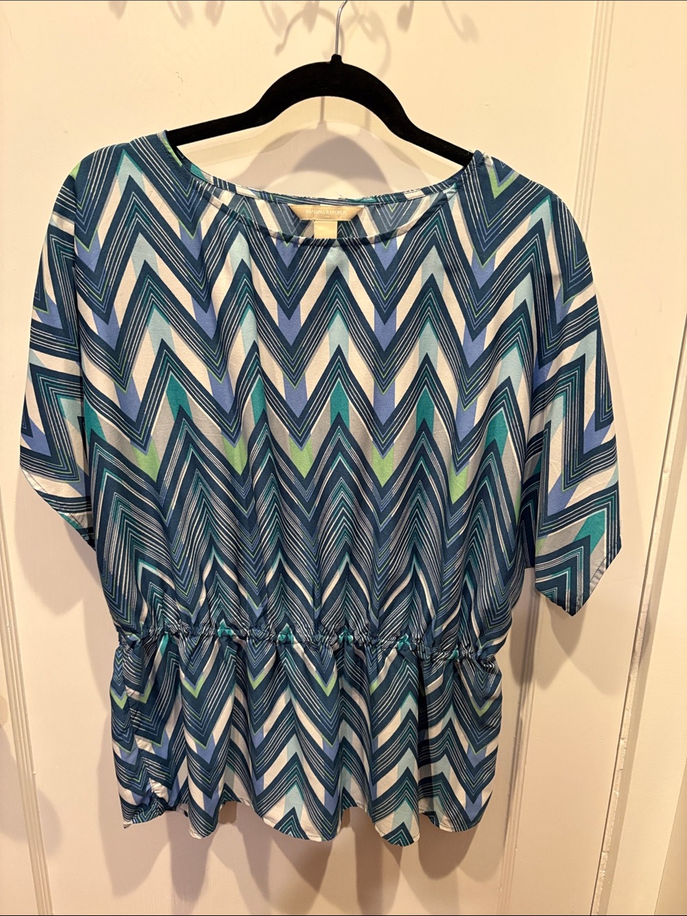 Banana Republic Chevron Peplum Tunic - Blue & Teal & White Top BN507